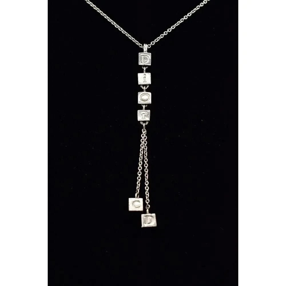 Christian Dior Vintage Letter Logo Necklace Pendant Tassel CD Signed 1990s BinBJ